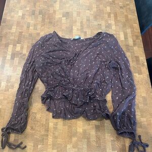 American Eagle Floral Blouse Brown Size Small